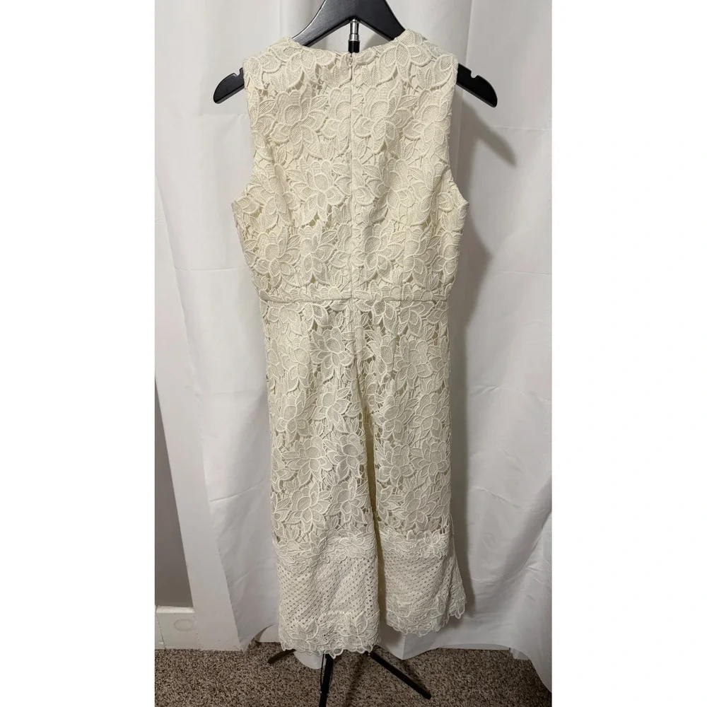 Ann Taylor Cream Floral Lace V-Neck Sleeveless Midi Dress Size 2 NWT